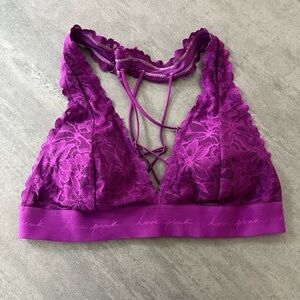 Victorias Secret PINK‎ Purple Lace Halter Bralette Women’s Intimates Size Medium